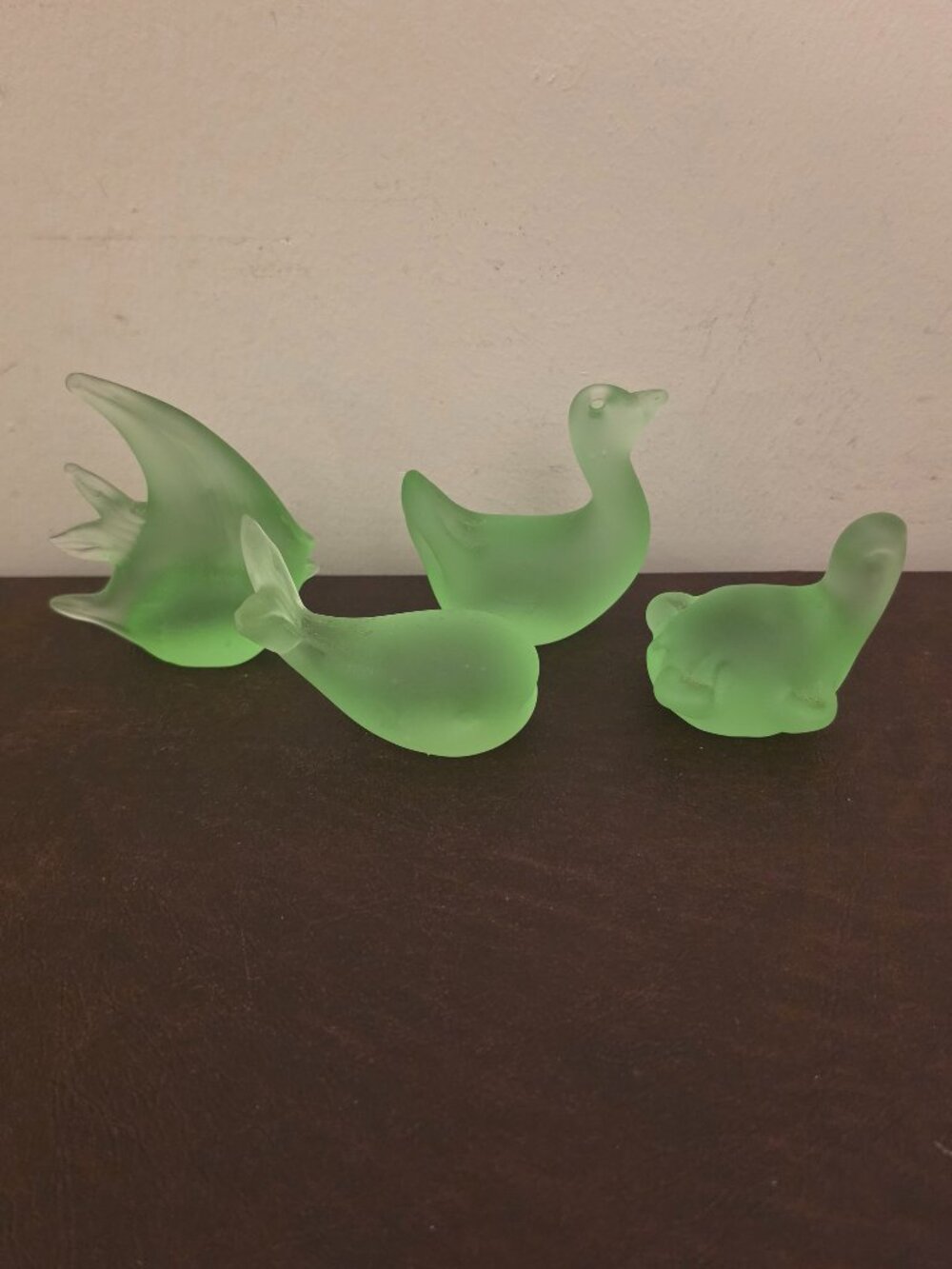 Latique, featuring a frosted green color angel fish, whale, duck & turtle